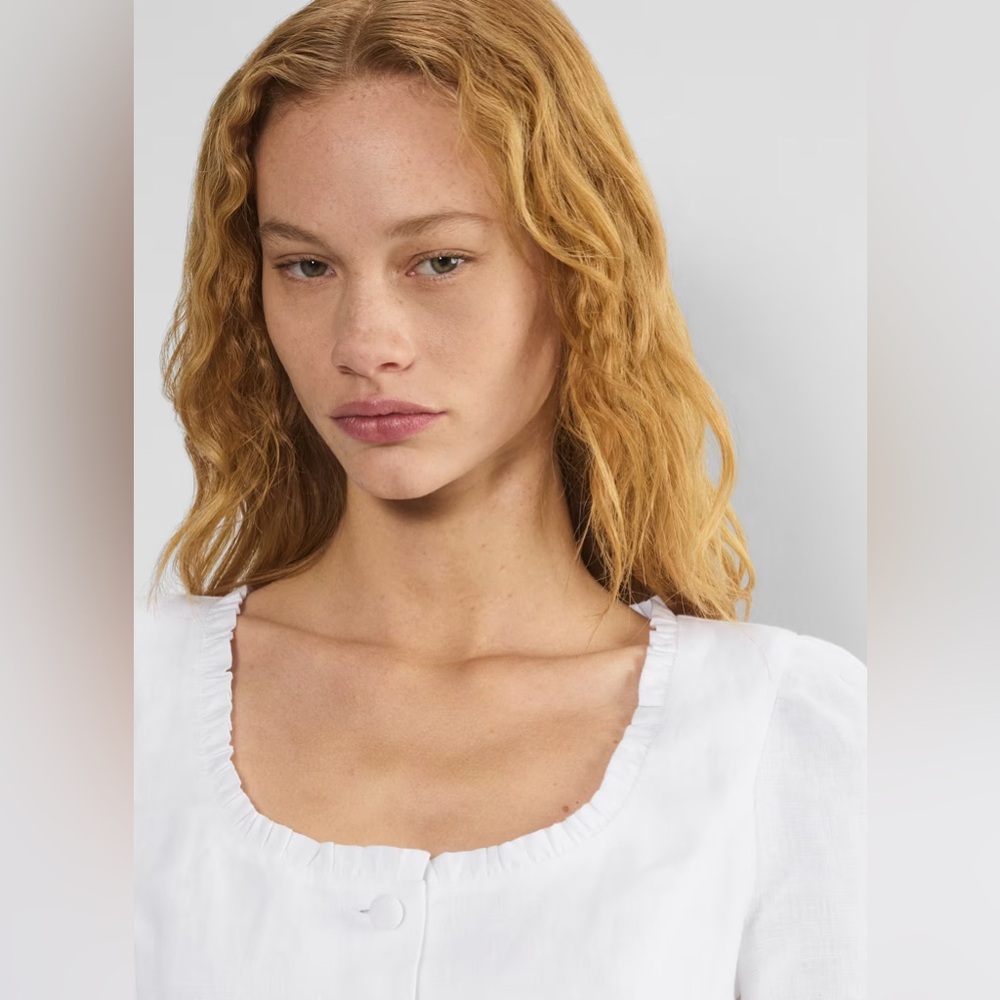 Aritzia Masquerade Linen new Organic linen scoopneck blouse Size 2XS - Picture 7 of 13
